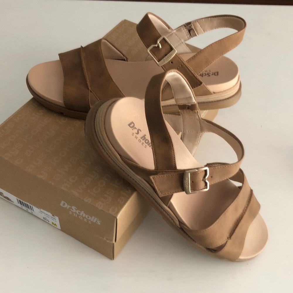 Dr. Scholl's Tan Strappy Slingback Comfort Sandals